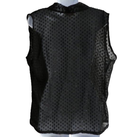 Vintage Lilly of California Sleeveless Blouse Black Sheer Cowl Neck Sparkley L - Picture 4 of 9